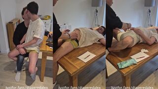 Wet panties fetish: Drenched in pee while enjoying lap time with my boy toy