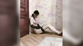 Watch this skinny crossdresser in high heels & mini sundress take it up the ass