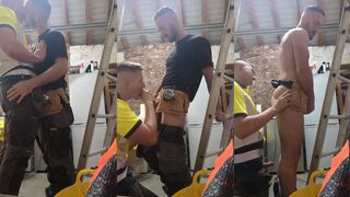 Watch as young studs get off on each other's asses and get their loads on Tradie's chin