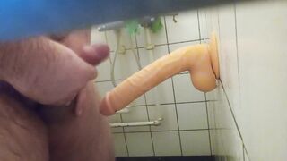 KinkydudeDK's first time with massive fake dick - watch him play with his toy
