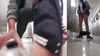 Bubblegum-butt spunks & milks off with my pants down at Chicago airport