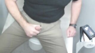 TJenner jerks off in the office restroom stall and drains off
