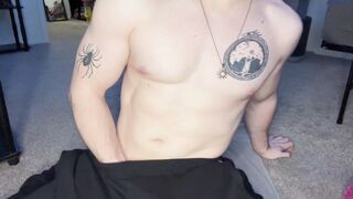 CrystalDickVodka's hot solo session with a big hairy dong inked all over the place