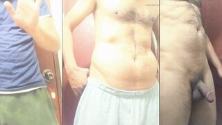 Watch this sissy boy with a fat dick give a hot handjob to a hot MILF and get a cum tribute