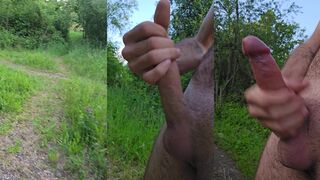 Homemade video of a guy jerking off in nature's lap