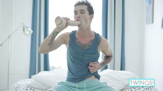 Watch Noah A's tight pink ass get stretched to the limit with a massive dildo!