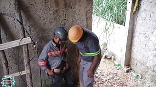 Helper gets drilled hard while repair work goes on