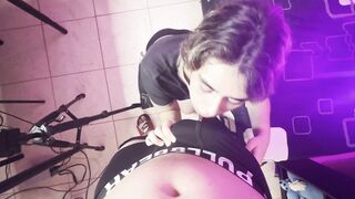 Watch my Latina femboy gag on my massive pecker and suck like a pro