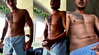 Tom Storm's big dick makes this tattooed hunk go wild