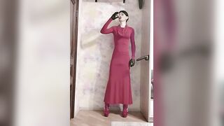 Watch this kinky Crossdresser pee all over himself while getting his ass pounded with a dildo