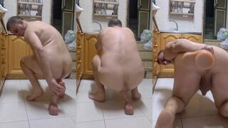 Watch as this straight dude joins in on the fun with his faux-cock giant toy