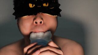 Watch me stroke my furry friend while getting my feet wet with piss