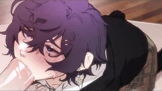 Watch this anime babe blow a big dick and swallow a hot load