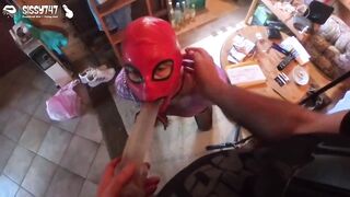 Part 1: Sissy learns how to spread his ball & take it deep in his throat