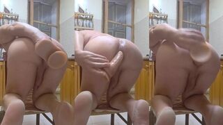 Mariquita Sumiso's fake dick gets his tight ass drilled hard in amateur anal video