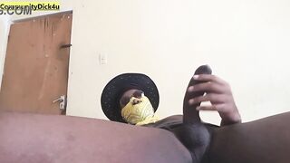 Homemade video of a hot black guy jerking off and pleasing a willing facehole
