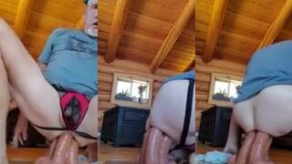 JeffJeepguy goes wild with his big dildo in homemade triple anal video